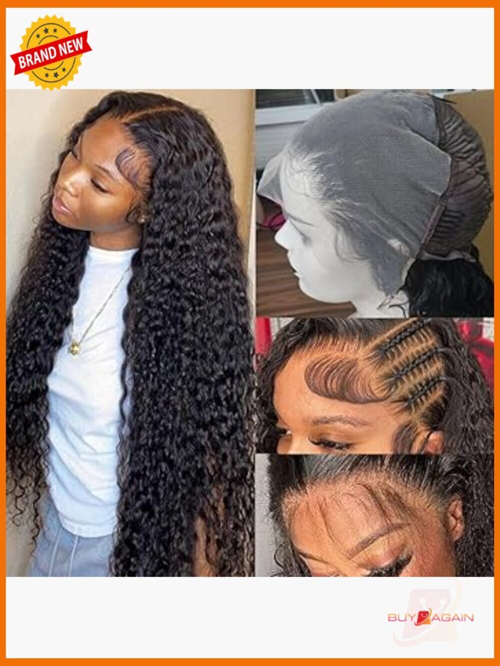 13x6 Full Lace Frontal Wig Human Hair 200% Density Deep Wave 20 inch